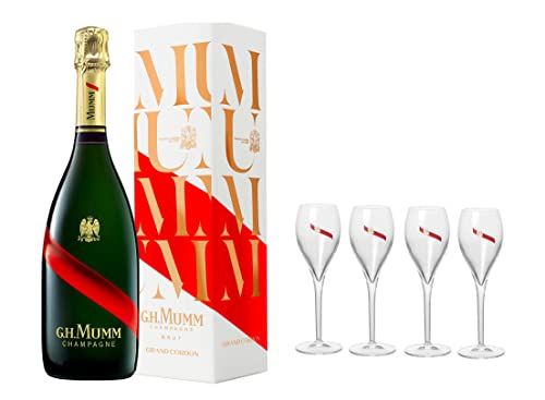 Champagne Brut G.H. Mumm 'Grand Cordon' Magnum 1,5 Litri Astucciato + 4 Flutès Firmati
