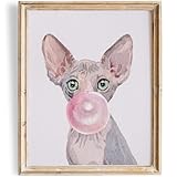 Cat Gum Sphynx Art Print - 11x14 (Unframed) | Captivating Wall Décor for Cat Lovers | Room Décor | Bathroom Wall Décor