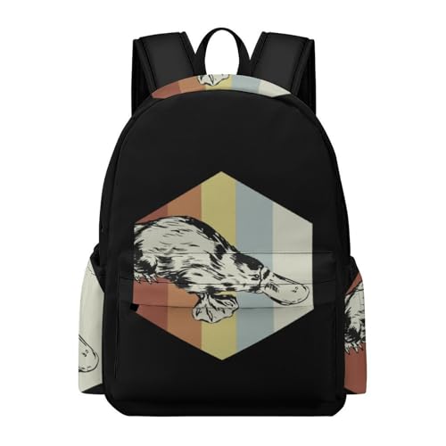 Rainbow Platypus Lightweight Travel Laptop Backpack Camping Daypack with Side Pockets for Shopping Work University