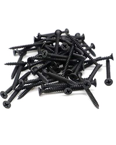 IMScrews 100pcs #7 x 2-1/4" Flat Head Phillips Drywall Screws Fine Thread Sharp Point Wood Screw, Carbon Steel 1022A, Black Phosphate
