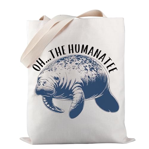 PWHAOO Manatee Tote Bag Oh The Humanatee Tote Bag Sea Cows Tote Bag Environmentalist Gift...