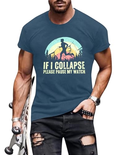 Funny Running Shirt Men: If I Collapse Please Pause My Watch Short Sleeve Tee Marathoner Tshirt Gift for Runners
