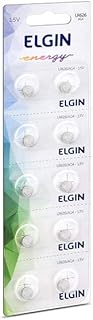 Bateria alcalina com 10 unidades de 1 5v tipo lr626 ag4 elgin elgin