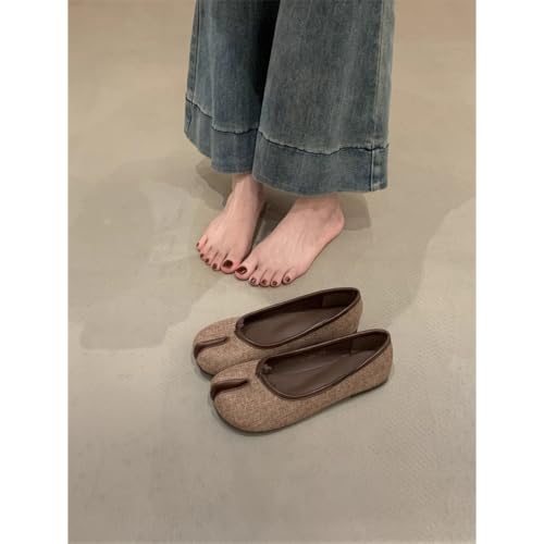 Women's Cute Tabi Shoes French Style Canvas Split-Toe Slip On Ballet Flats Easy Comfort Cozy Dressy Shoes Casual Outfit2