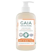 GAIA Natural Baby Bath & Body Wash | Certified Natural | Ideal for Newborns | Sensitive Skin formula | organic Avocado Oil | organic Chamomile | Soap Free | Perfume Free | Australian Made | 500mL