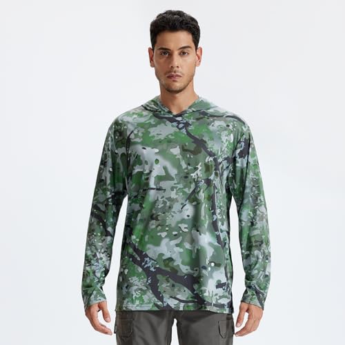 LOOGU Men's Hunting Camo Shirt Lightweight, Camouflage Shirts Long Sleeve Shirt with Hood for Fishing Hiking Camping - image 2