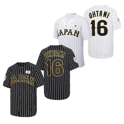 野球ユニフォーム 大谷翔平 ユニホーム 16番 日本代表 侍ジャパン 刺繍 試合 リラックス ファン 野球ファン 記念シャツ 半袖 非公式 (JP, アルファベット, M, ホワイト)
