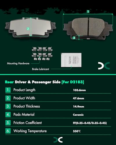 Image of SCITOO D2183-9427 Disc Brake Pads Sets Rear Ceramic Brake Pads w /Hardware