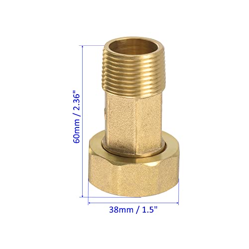 M METERXITY Brass G3/4 Male to G1 Female Reducer Hex Pipe Fitting Extension, Apply to Outdoor/Garden/Industrial (60mm Length) - Image 3