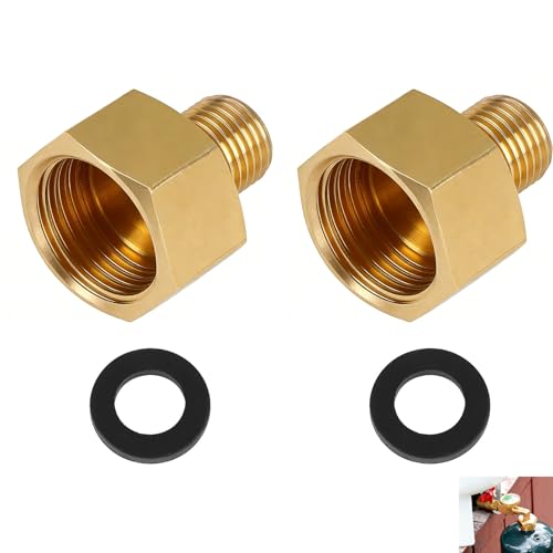 Lot de 2 Raccords Gaz, Raccord 1/2 Femelle Droite 1/4 Mâle Gauche Allemand Français, Adaptateur Tuyau Gaz G1/2 Femelle G1/4 Mâle pour Caravane Camping...