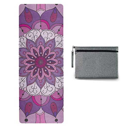 MCHIVER Travel Yoga Mat Non Slip - Mandala Foldable Exercise Mat Lightweight Work Out Mat with Bag Sweat Absorbent Travel Yoga Mat for Travel Yoga Pilates Exercise