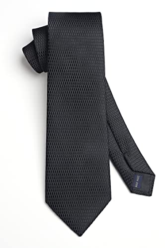 Image of HISDERN Mens Striped Tie and Pocket Square Set Necktie for Men | soft smooth texture, wrinkle-free, neat hand-tied knot, gifting ready, regular 3.4 width, coordinated look, business wedding