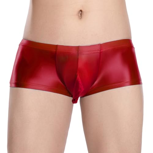 Vxuxlje Mens Sexy Glossy Sheer Underwear Low Rise Elephant Nose Pouch Boxer Shorts Underpants