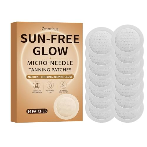 Sun-Free Glow Micro-Needle Tanning Patches Microdart Self Tanning Patches for Body Sunless Tanner Patch for Natural-Looking Bronze Glow No Orange Tone 14 Count
