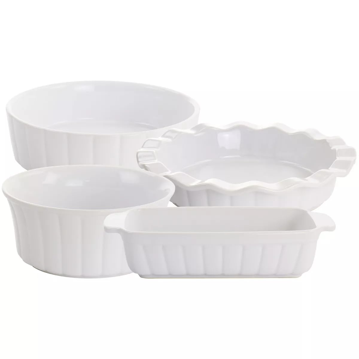 Gibson Home 4 Pieces Stoneware Bakeware Set White