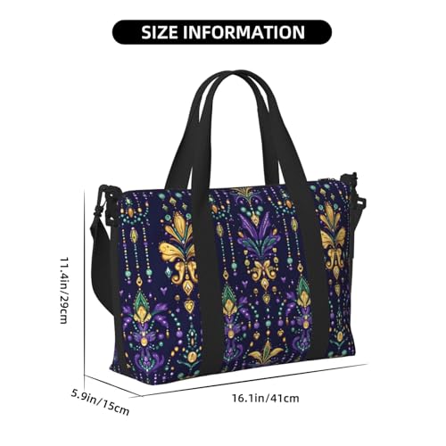 Laptop Tote Bag for Women Work - Mardi Gras Pattern Print Weekender Overnight Bags for Women Travel, Gym Duffle Bag for Men, Personal Item Crossbody Travel Bags for Men Carry On2