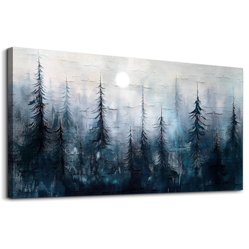 KELIYUAN Large Wall Decor Canvas Painting Wall Art For Bedroom Living Room Decor Abstract Foggy Forest Landscap Artwork Print Picture For Home Decor Room For office Room Wall Decoration 30x60 In