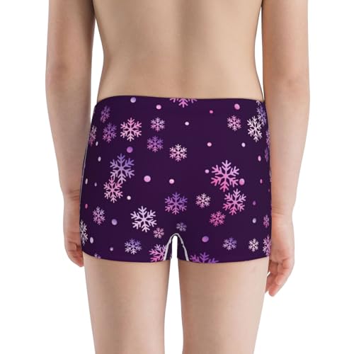 Boys' Cotton Boxer Brief Soft Underwear-Purple Snow Flakes3