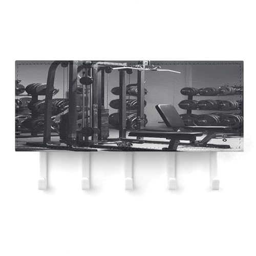 Soporte de pared para llaves con estante de madera y 5 ganchos 7