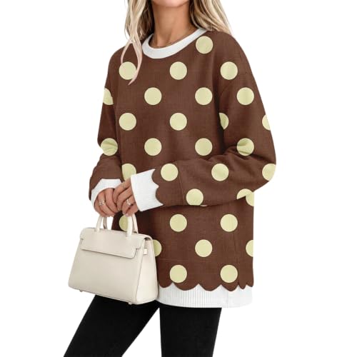 Women's Sweatshirt Polka Dot Fall Outfits Long Sleeve Casual Pullover Tops - image 6