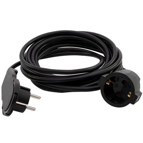 REV Smart, Flachstecker Verlängerung - Flachstecker 8mm, Verlängerungskabel 5m, max. 3680W, schwarz