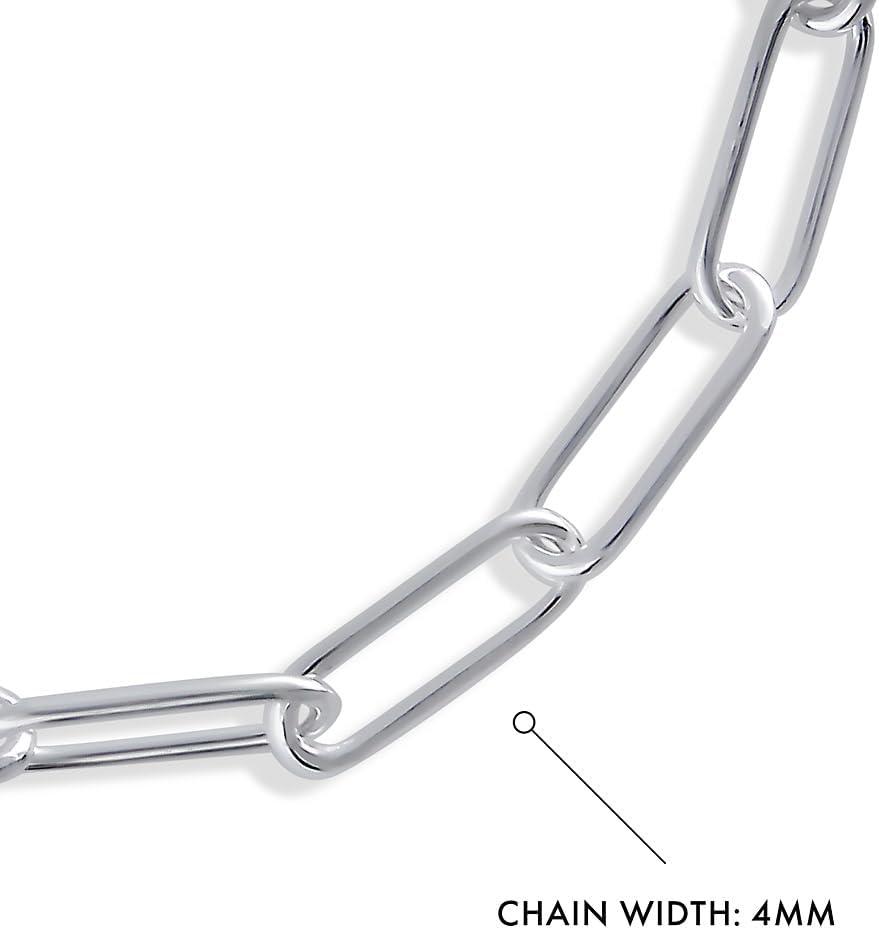 BERRICLE Sterling Silver Paperclip Fashion Link Chain Bracelet for Women 4mm 6.5 inch (Yellow Gold Flashed, No Plating) - Image 2