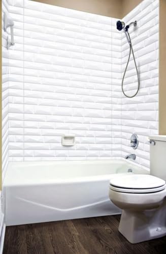From Plain To Beautiful In Hours 133-VISTA-KIT Vista Tub and Shower Wall Panels Surround, Gloss White, 96 Square Feet - Thumbnail 5