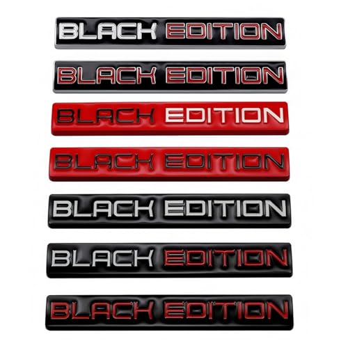 Image of 2pcs Black Edition Metal Emblem 3D Badge Replacement for Car Truck Side Door Bike Stickers Nameplate (Black Red)