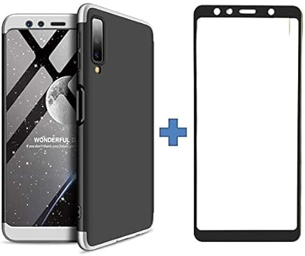BCIT Samsung Galaxy A7 2018 Funda - Funda 360 Grados Integral Para Ambas Caras + Cristal Templado, Luxury 3 in 1 PC Hard Skin Carcasa Case Cover para Samsung Galaxy A7 2018 (Plata & Negro) BCIT Samsung Galaxy A7 2018 Funda - Funda 360 Grados Integral Para Ambas Caras + Cristal Templado, Luxury 3 in 1 PC Hard Skin Carcasa Case Cover para Samsung Galaxy A7 2018 (Plata & Negro)