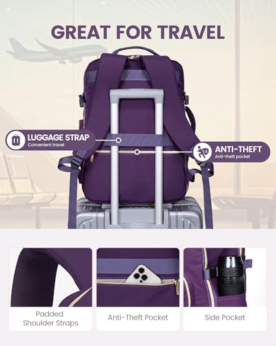 Image of LOVEVOOK 50L Travel Backpack Flight Approved Carry on Backpack,3 Packing Cubes,Waterproof Personal Item Travel Bag,TSA Carry on Luggage Suitcase Travel Essentials,Gifts for Women & Men,fits 18 inch Laptop