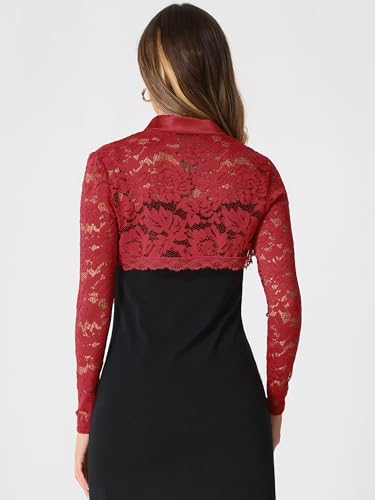 Image of Allegra K Lace Shrug for Women's Victorian Gothic Tie Neck Wedding Bolero for Evening Dresses