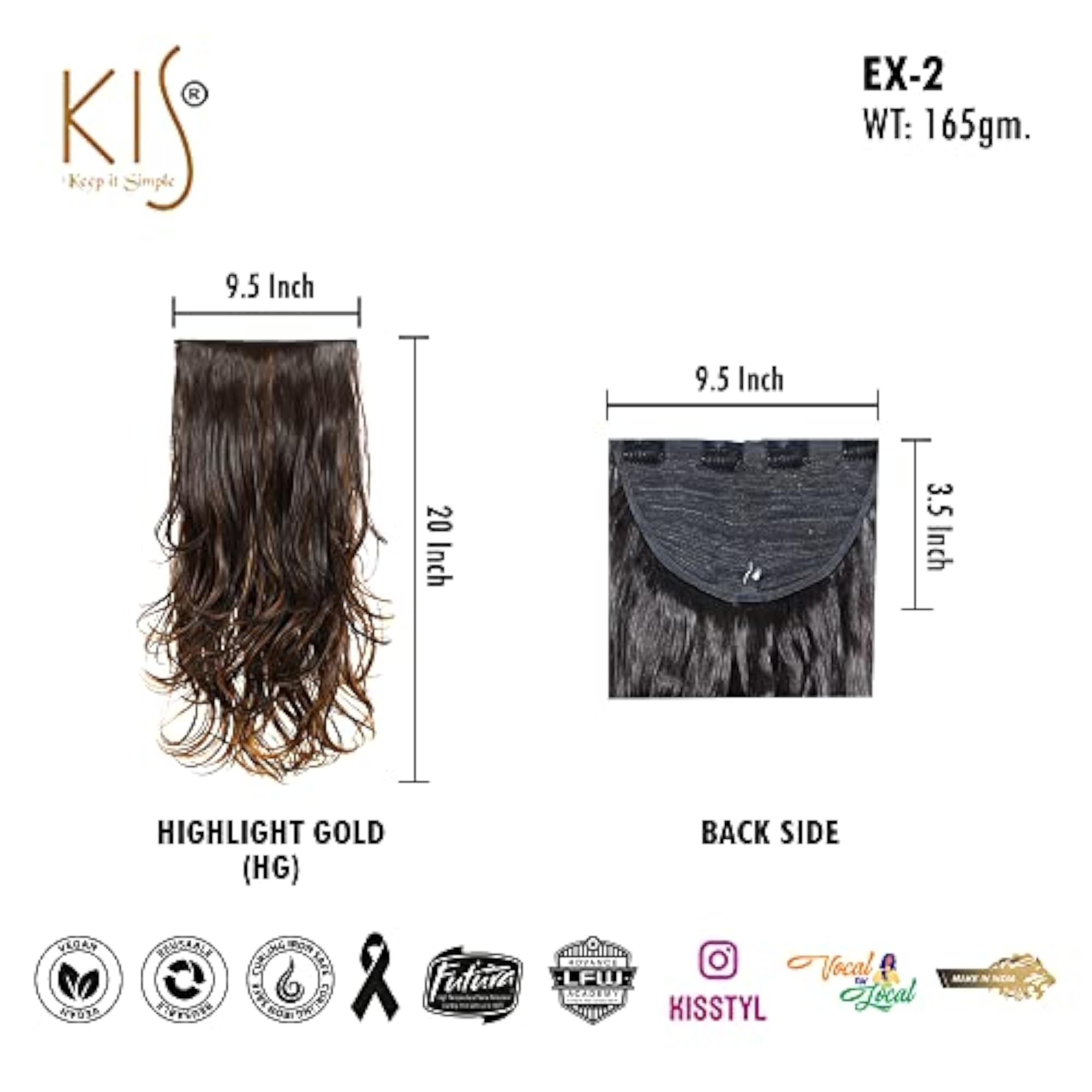 Synthetic Wavy Hair Extensions with Clip-Ins for Women