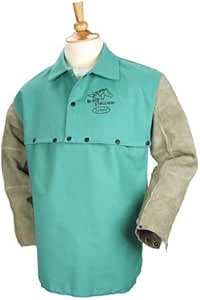 Manches De Protection Pour Soudure En Coton - Noir Étalon, Taille F9-21CS, Ignifuge FR 9 Oz, Vert Moyen