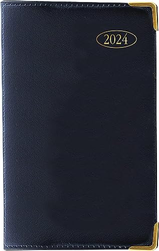 1ABOVE 2024 Diary | Slim Week to View PVC Leather Effect Diary with Metal Corners | Personal Notes |Year Planner for Home and Office Use(Black)