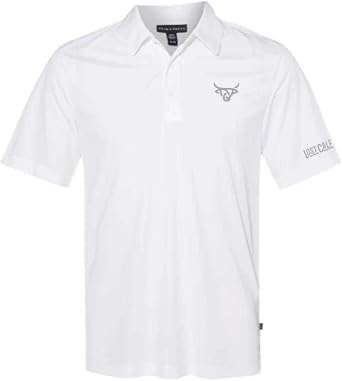 LOST CALF Mens Polo Shirt White Short Sleeve Moisture Wicking Performance Polo