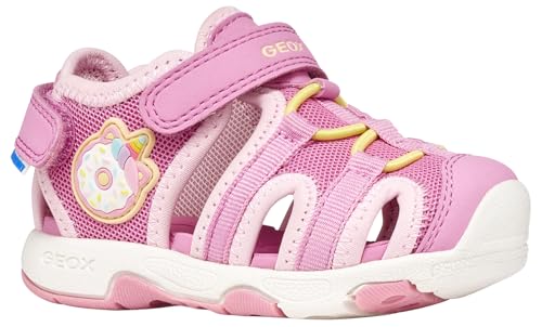 Image of Geox Boys Girls B Multy Girl Sandal, DK Pink/LT Yellow, 25 EU