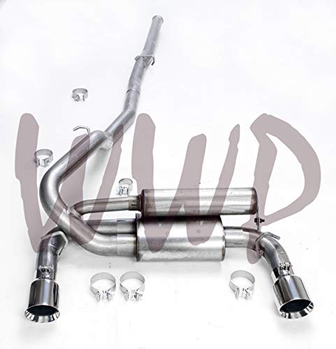 Performance Stainless Steel SS SS409 3" Dual Cat Back CatBack Exhaust Muffler Kit System Polished Tips Compatible With 16-19 Ford Focus RS 2.3L EcoBoost Turbo Turbocharged