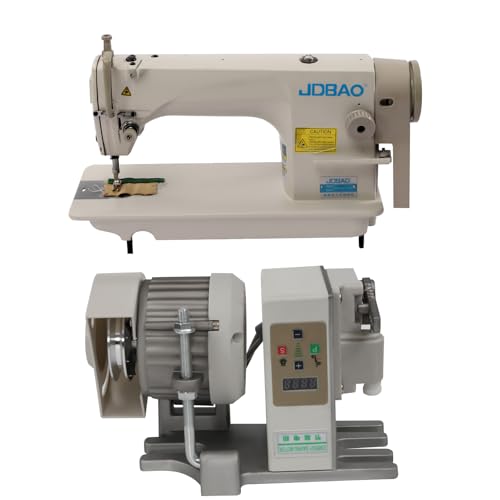 Industrial Sewing Machine, 550W Heavy-duty Lockstitch Sewing Machine with Motor, Electro-mechanization Intelligent Start-stop, 0-5 mm Commercial Grade Sewing Machine