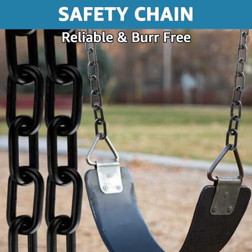 AKOLAFE 19.7 ft Long Black Chain Link 1/4" Heavy Duty Chain Bulk Decorative Chain for Hanging Plants Metal Porch Swing Chain Kit Carbon Steel Gate Chain for Outdoor Fence, Punching Bag, Hammock Chair