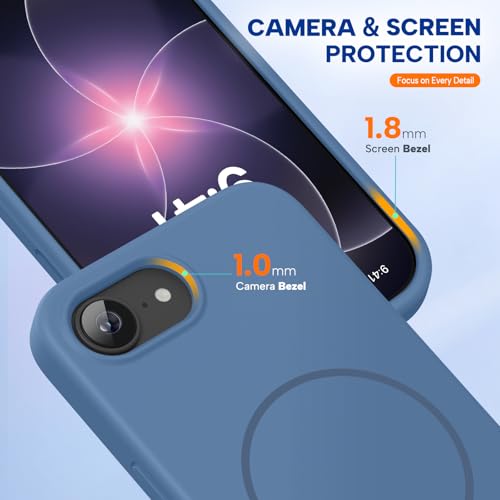 Image of Miracase Magnetic for iPhone 17e Case & iPhone 16e Case, [Soft Anti-Scratch Microfiber Lining], Compatible with MagSafe, Silicone Shockproof Protection Phone Case for iPhone 17e /16e, Glass Blue