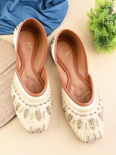 Image of XE Looks Jutti | Handcrafted Ethnic Punjabi Jutties with Intricate Bead & Sequin Embellishments | Comfortable & Stylish Footwear For Girls & Women