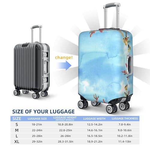 Sea And Fish Print Luggage Covers For Suitcase,Elastic Washable & Stretchable Suitcase Covers For Luggage, Anti-Scratch - Fits 18-32 Inch Luggage-No Luggage Included4