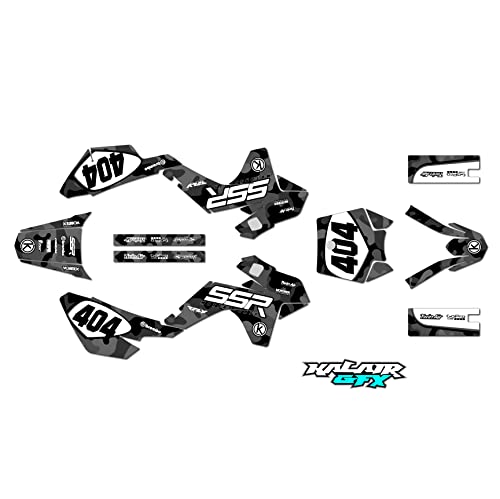 Kalair GFX Graphics Kit for SSR SSR70 SSR110 SSR125 (2021+) Invasion Series Gray 09 Mil - Dirt bike Custom Racing Graphics Decals Stickers Kit, no-plastics