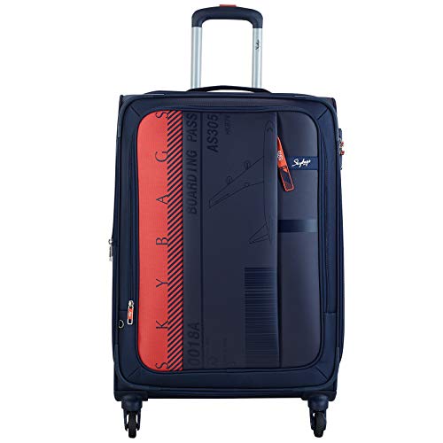 Image of Skybags Polyester Softsided Check-in Luggage 70.5 Cm Polyester Soft 4 Spinner Suitcase (Navy Blue, Stairw71Nbl)