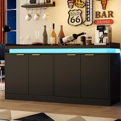 knoworld LED Sideboard Buffet Cabinet with Storage, 63'' Large Kitchen Buffet Cabinet Storage...