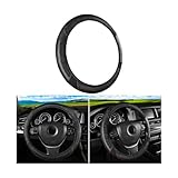 BESULEN Car Steering Wheel Cover, Anti-Slip Breathable Auto Steering Wheel Protector for Women Men, Leather Carbon Fiber Vehicle Interior Accessories, 15 Inch Universal for SUV, Truck, RV（Black）