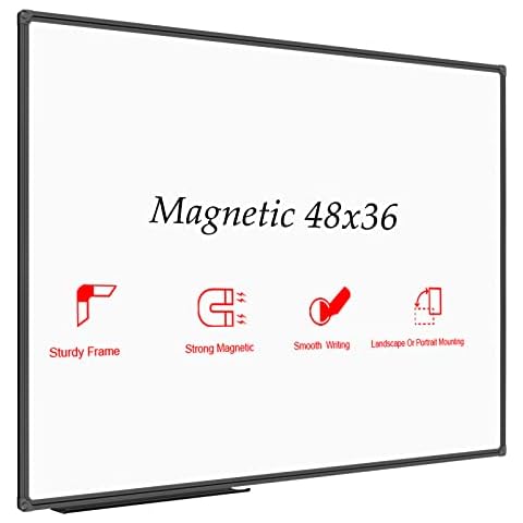 JILoffice Magnetic Whiteboard/White Board, Dry Erase Board 48 x 36 Inch, Black Aluminum Frame Wall Mounted Board for Office Home and School Cover