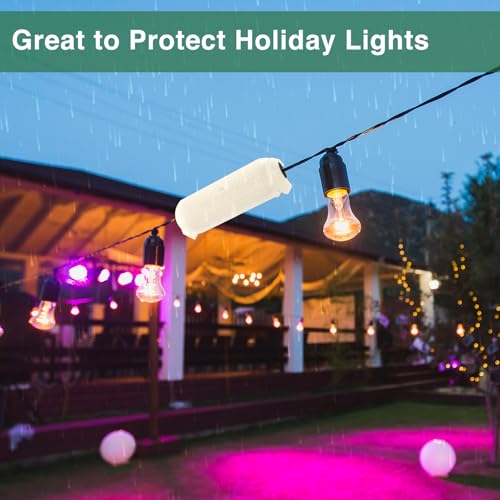 Flemoon [3 Pack] Outdoor Extension Cord Safety Cover with Waterproof Seal, Weatherproof Electrical Connection Box for Outdoor Outlet, Plug, Socket, Halloween, Christmas Holiday Decoration Light, White - Thumbnail 5