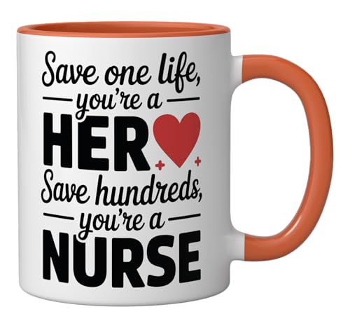 Taza Cerámica para Enfermera 11 Onzas Naranja/Blanco miniatura 2
