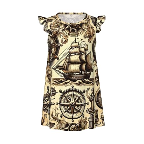 Augenstern Flutter Sleeve Nightgown Vintage-Ship-Wheels Soft Sleepwear Nightdress